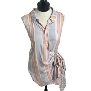Free People Multicolor Mackenzie Wrap Button Up Top‎ Size XL